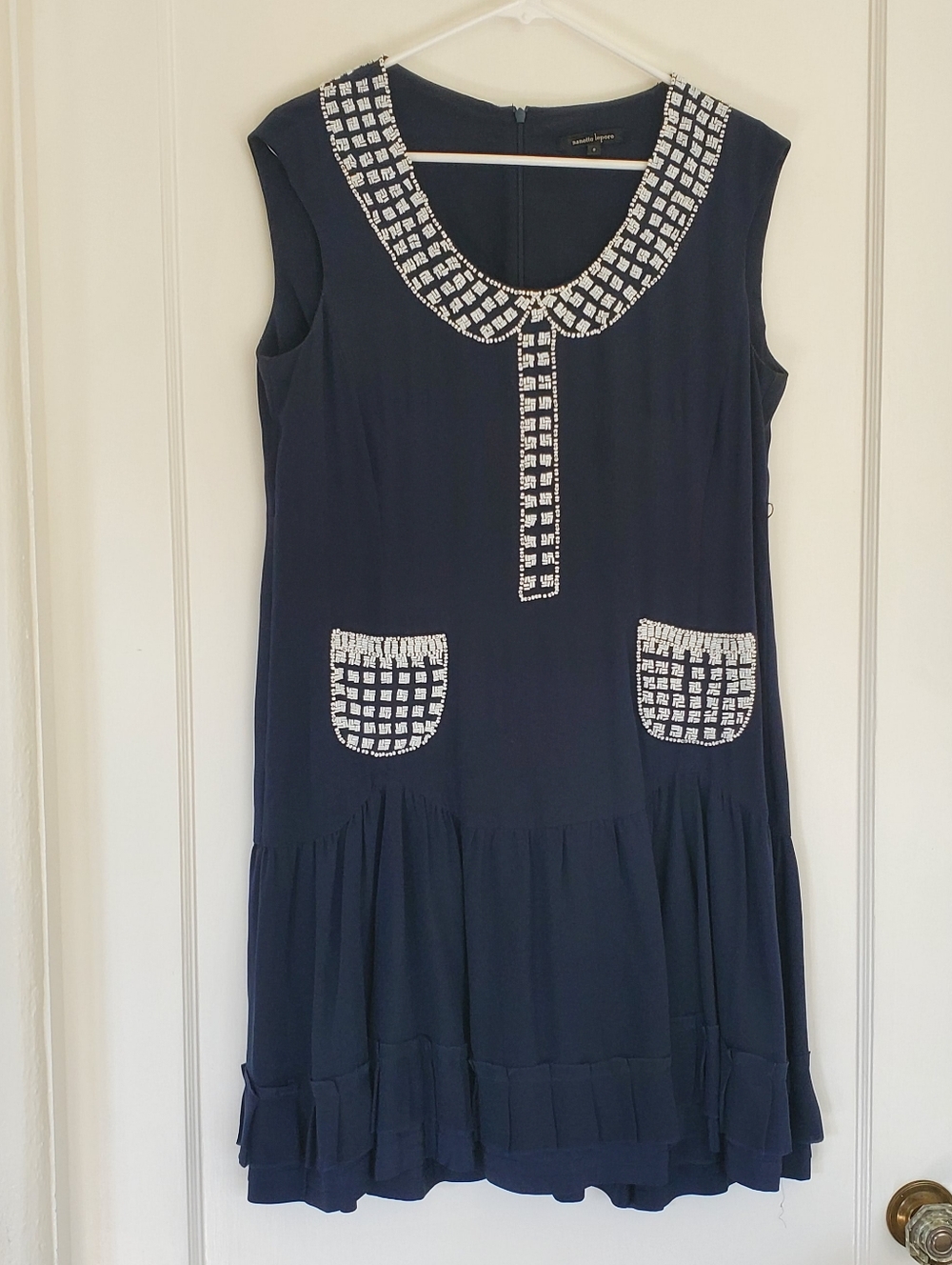 Nanette Lepore 100% Silk Beaded Dress Sz8